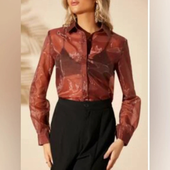 SHEIN brown see through top - size M - Picture 1 of 6